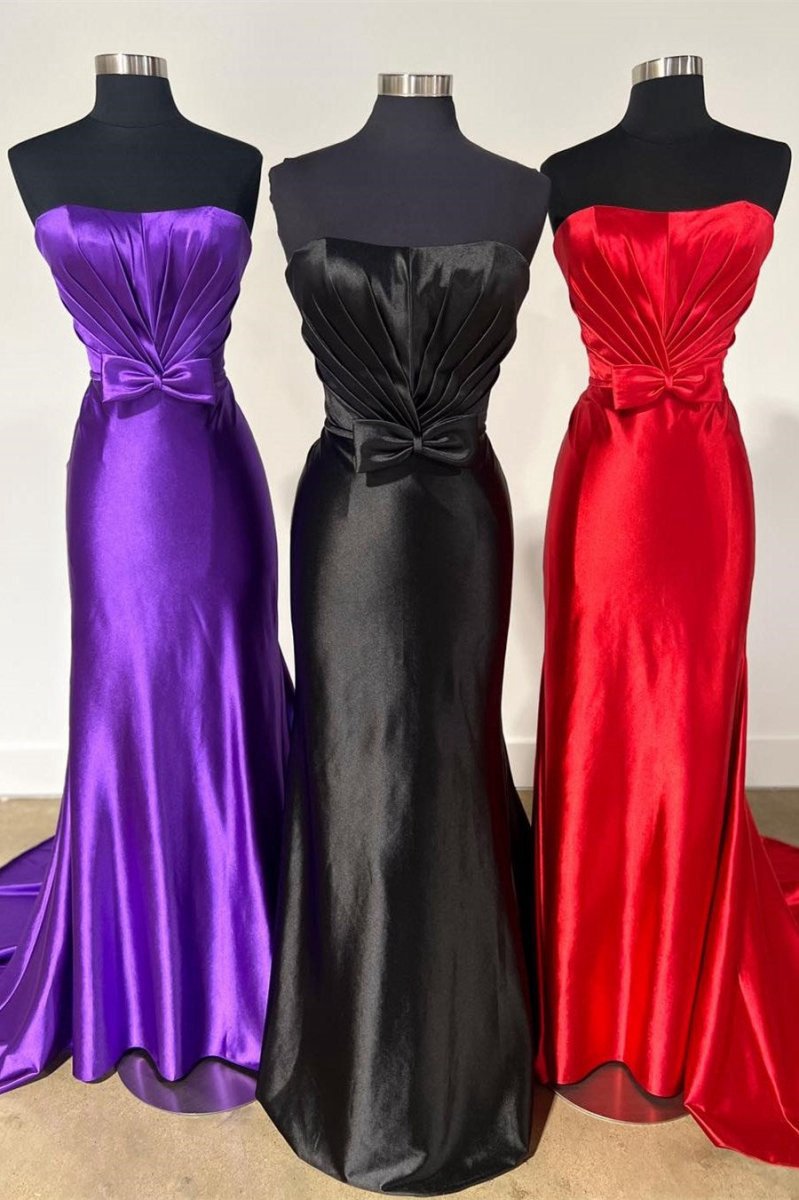 Strapless Bow Mermaid Long Prom Dresses