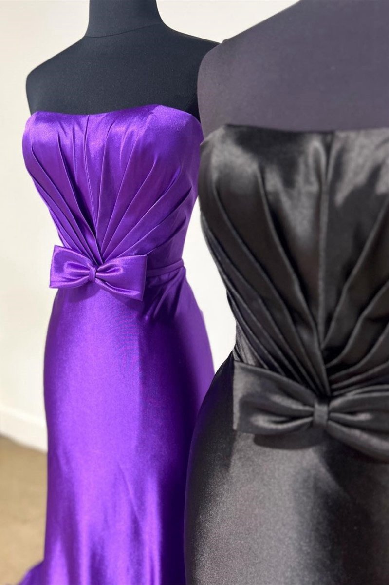 Strapless Bow Mermaid Long Prom Dresses