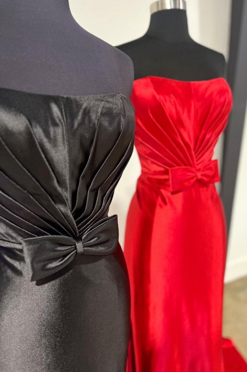 Strapless Bow Mermaid Long Prom Dresses