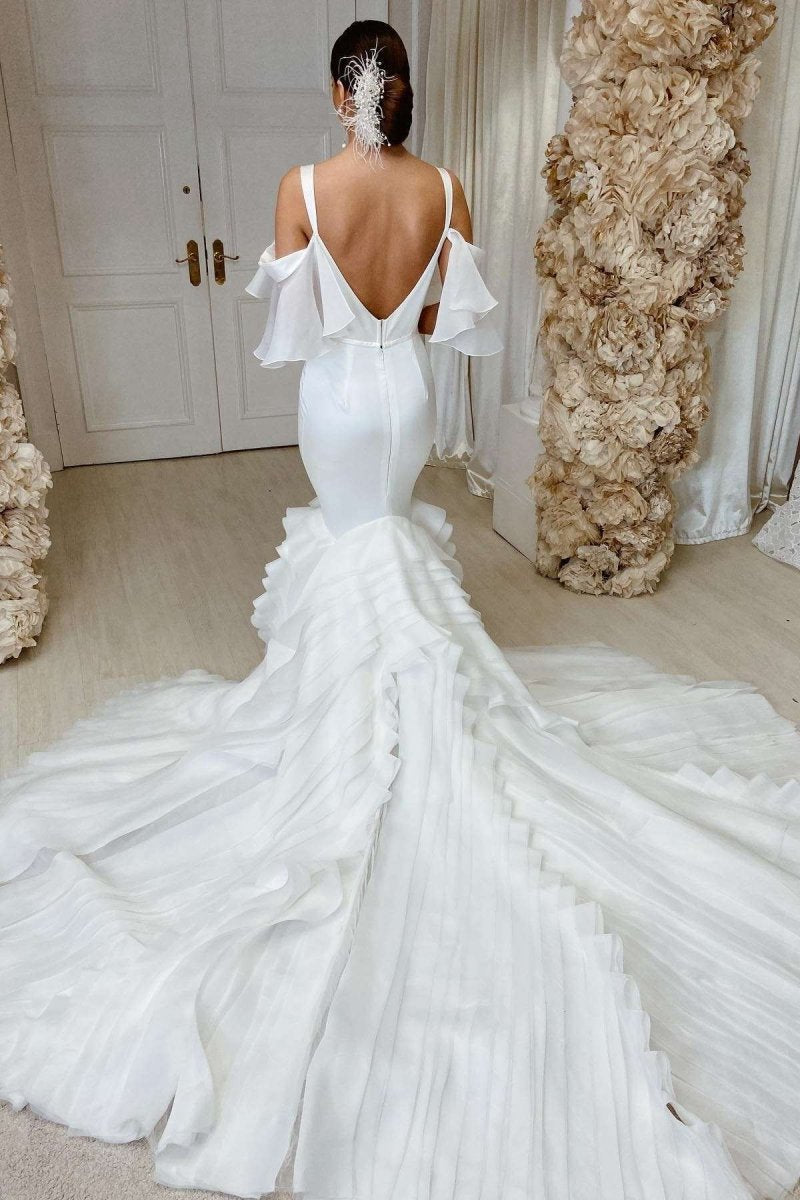 Spaghetti Straps Mermaid Sweetheart Long Wedding Dresses