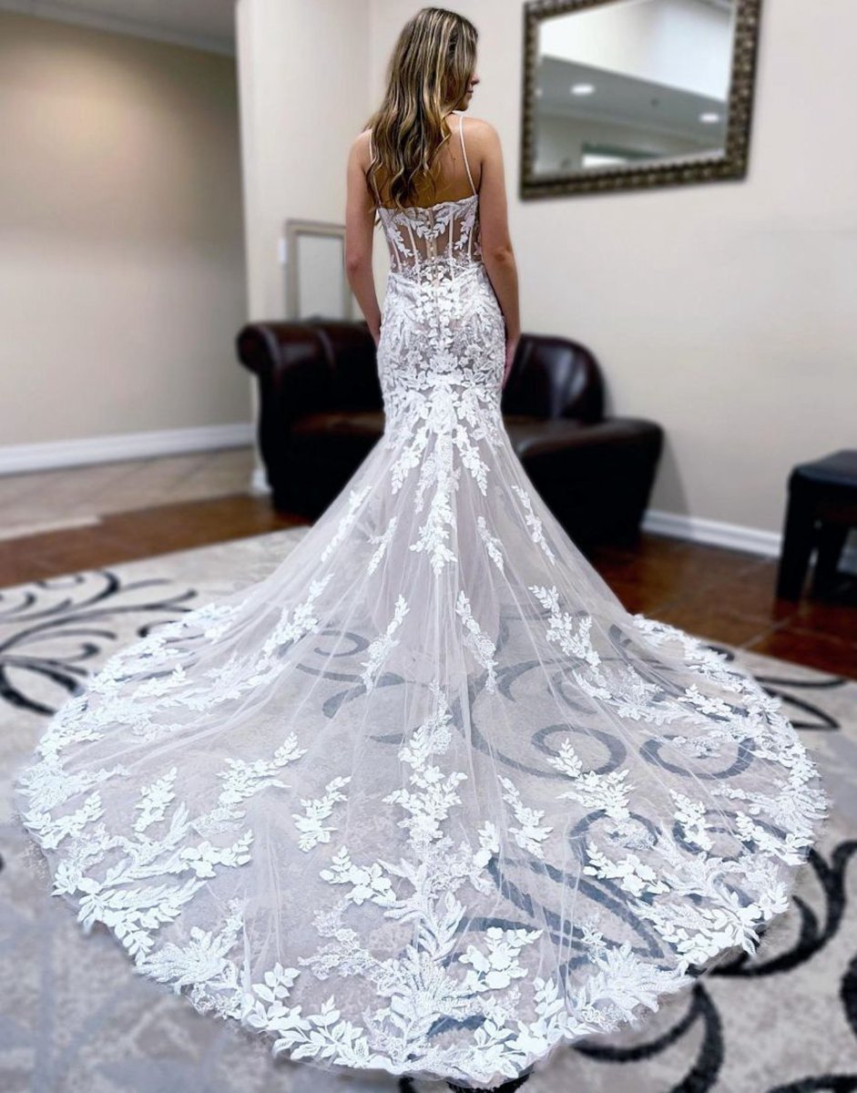 Mermaid Spaghetti Straps Sweep Train Wedding Dresses