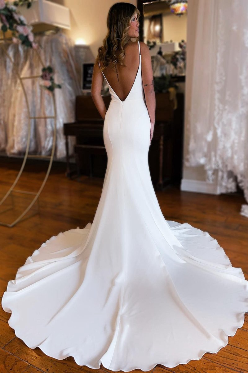 Simple Mermaid Backless Boho Wedding Dresses
