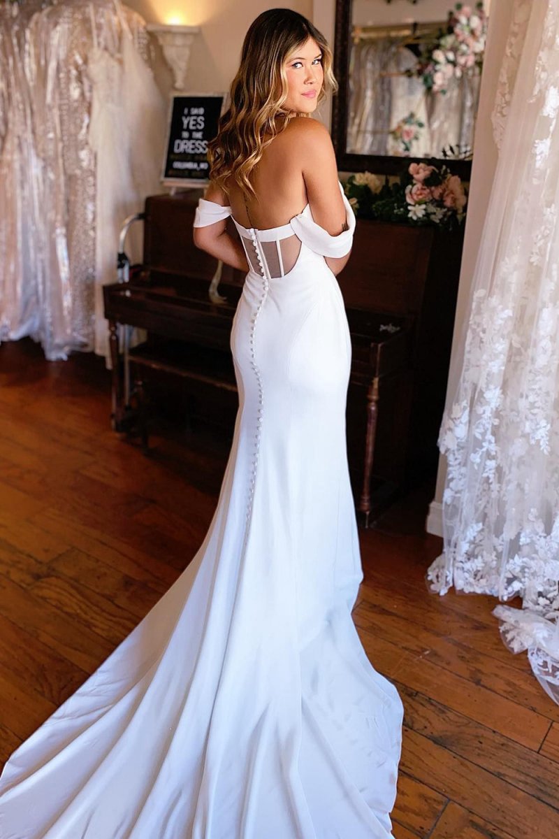 Simple Mermaid Off-the-Shoulder Boho Wedding Dresses