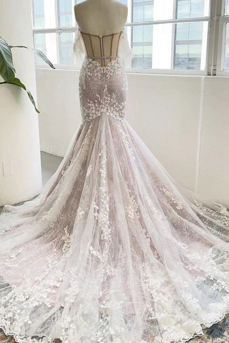 Sweetheart Corset Mermaid Wedding Dresses with Appliques