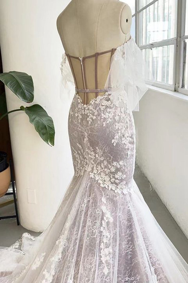 Sweetheart Corset Mermaid Wedding Dresses with Appliques
