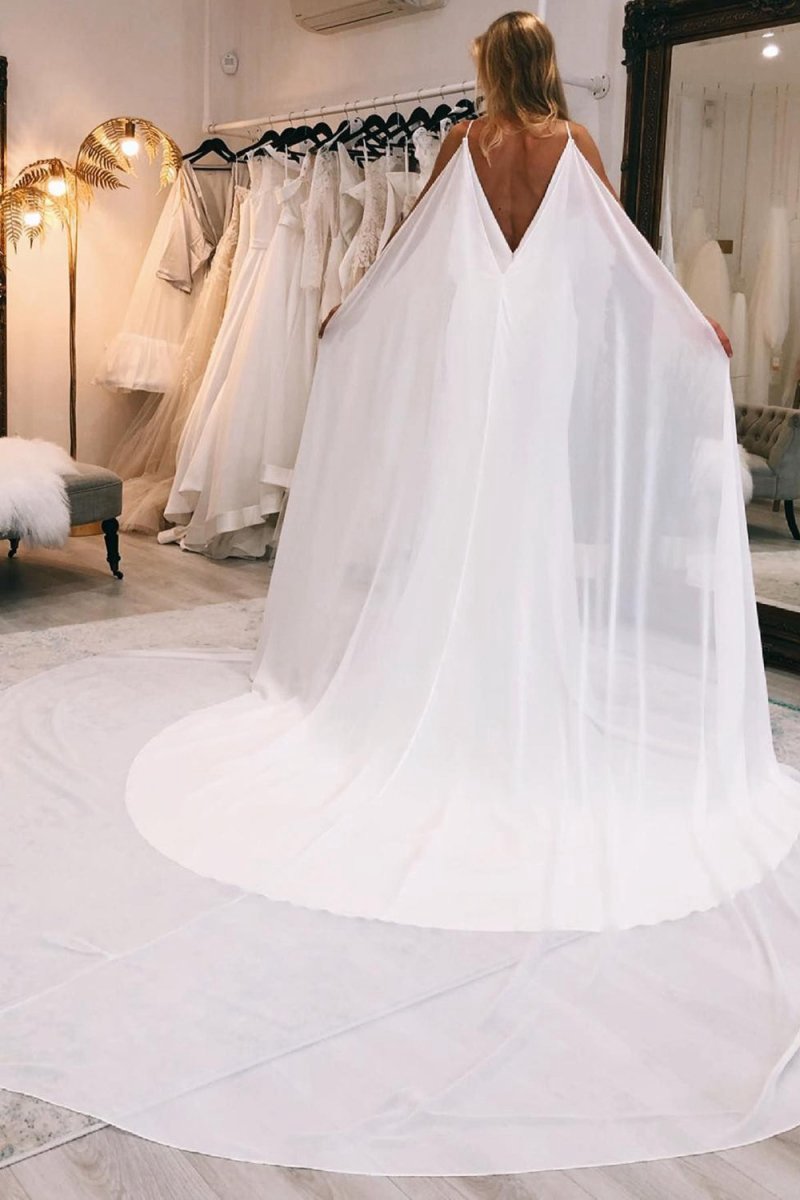 Simple Watteau Train Boho Long Mermaid Wedding Dresses