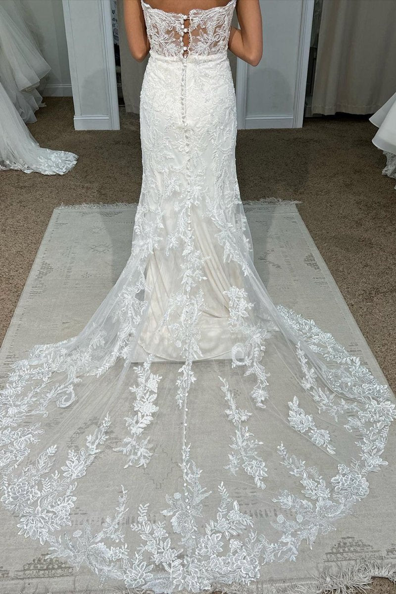 Sweetheart Mermaid Long Lace Wedding Dresses