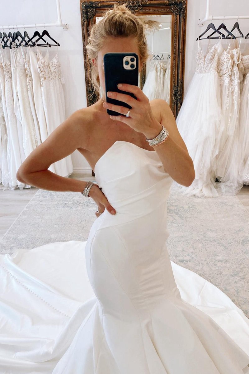Strapless Satin Long Mermaid Wedding Dresses
