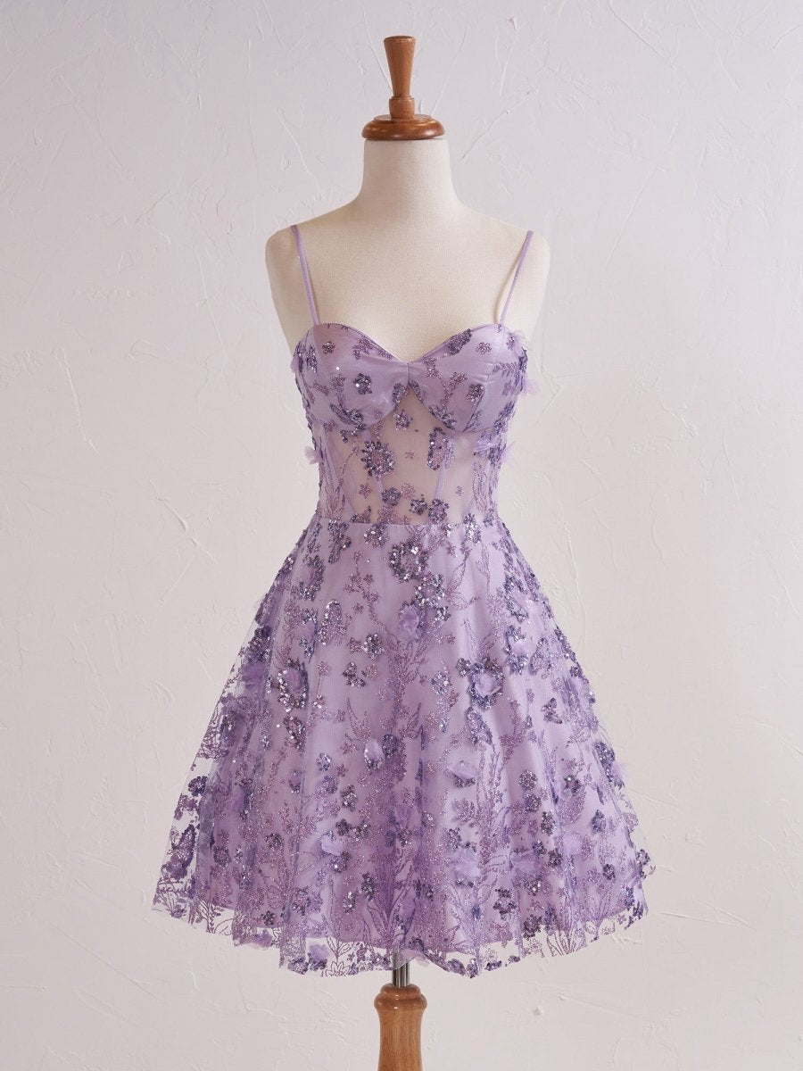 Floral Strapless Sweetheart Short Cocktail Dresses