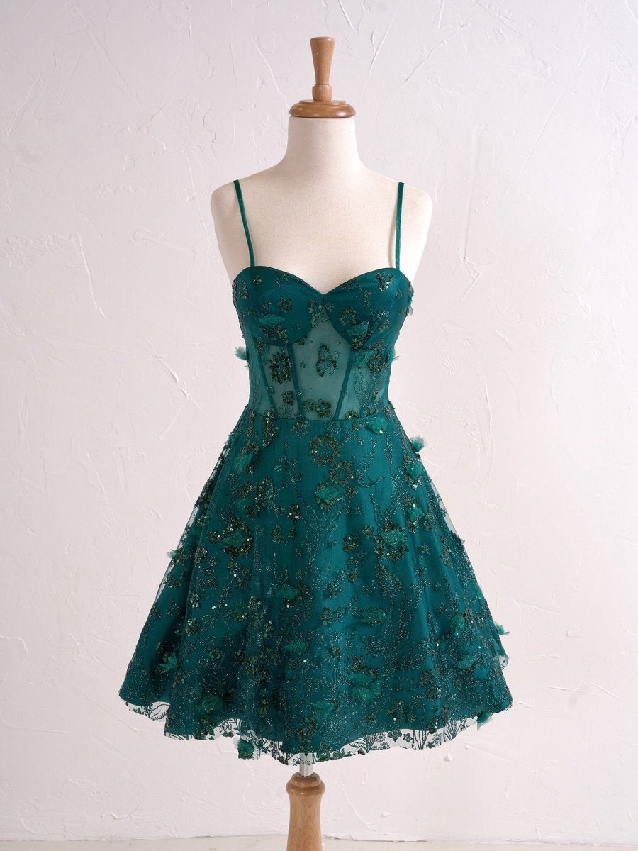 Floral Strapless Sweetheart Short Cocktail Dresses