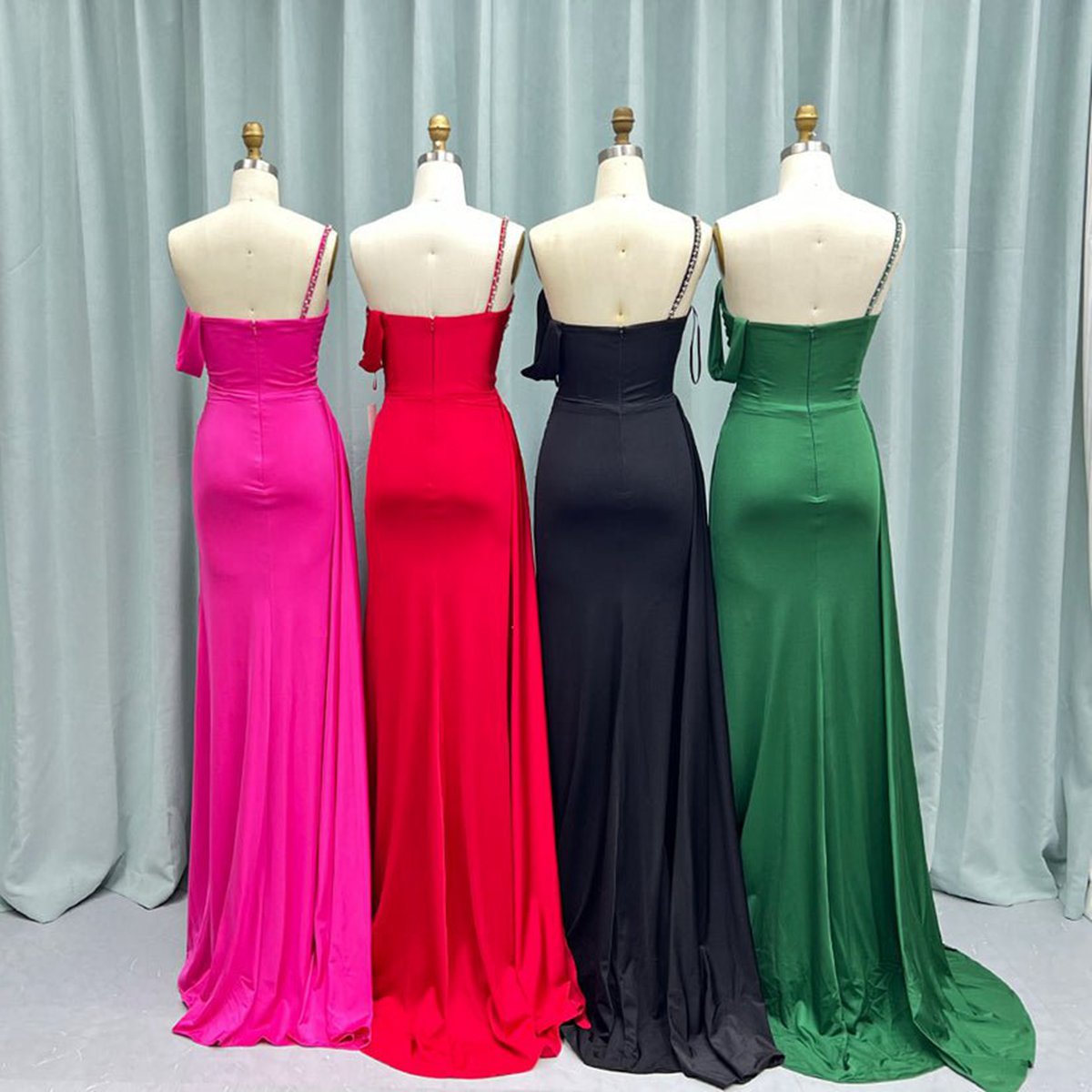 Chic Asymmertrical Beaded Long Porm Dresses