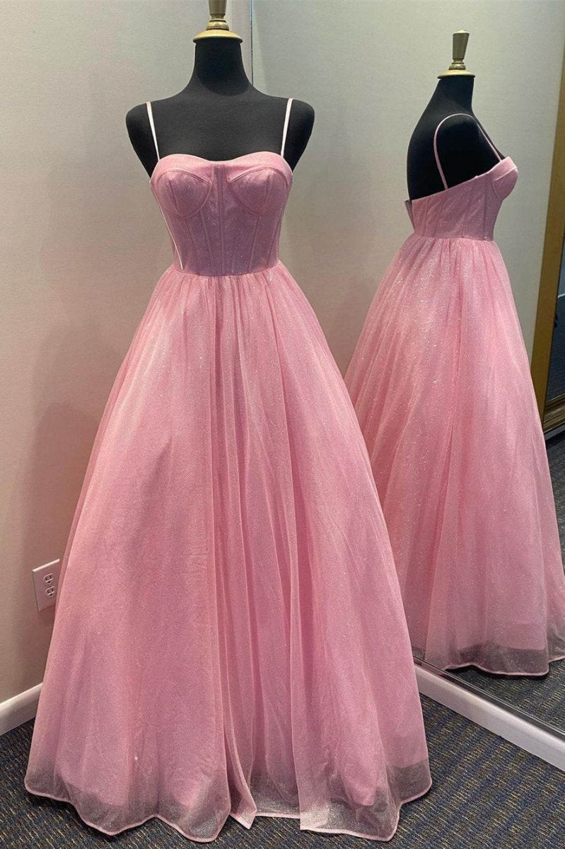 A-line Straps Long Formal Dresses