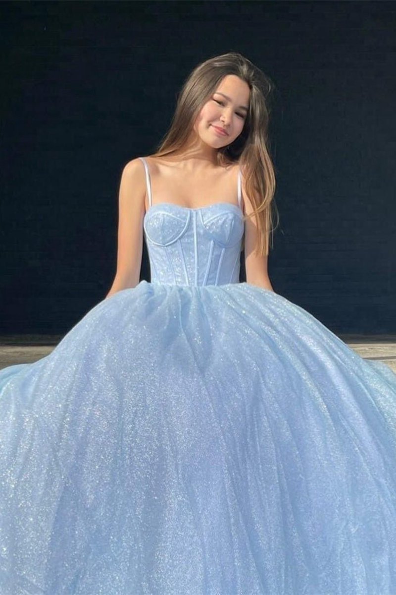 A-line Straps Long Formal Dresses