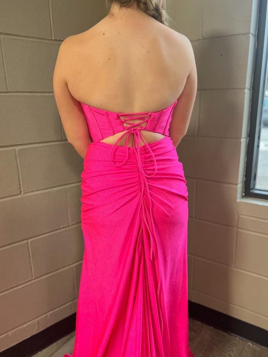 Mermaid Strapless Tight Long Prom Dresses with Slit