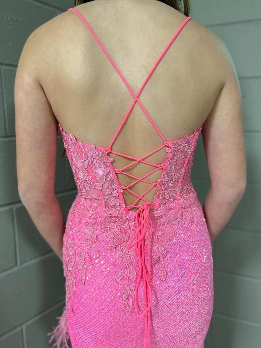 Mermaid V Neck Backless Tight Long Prom Dresses with Slit