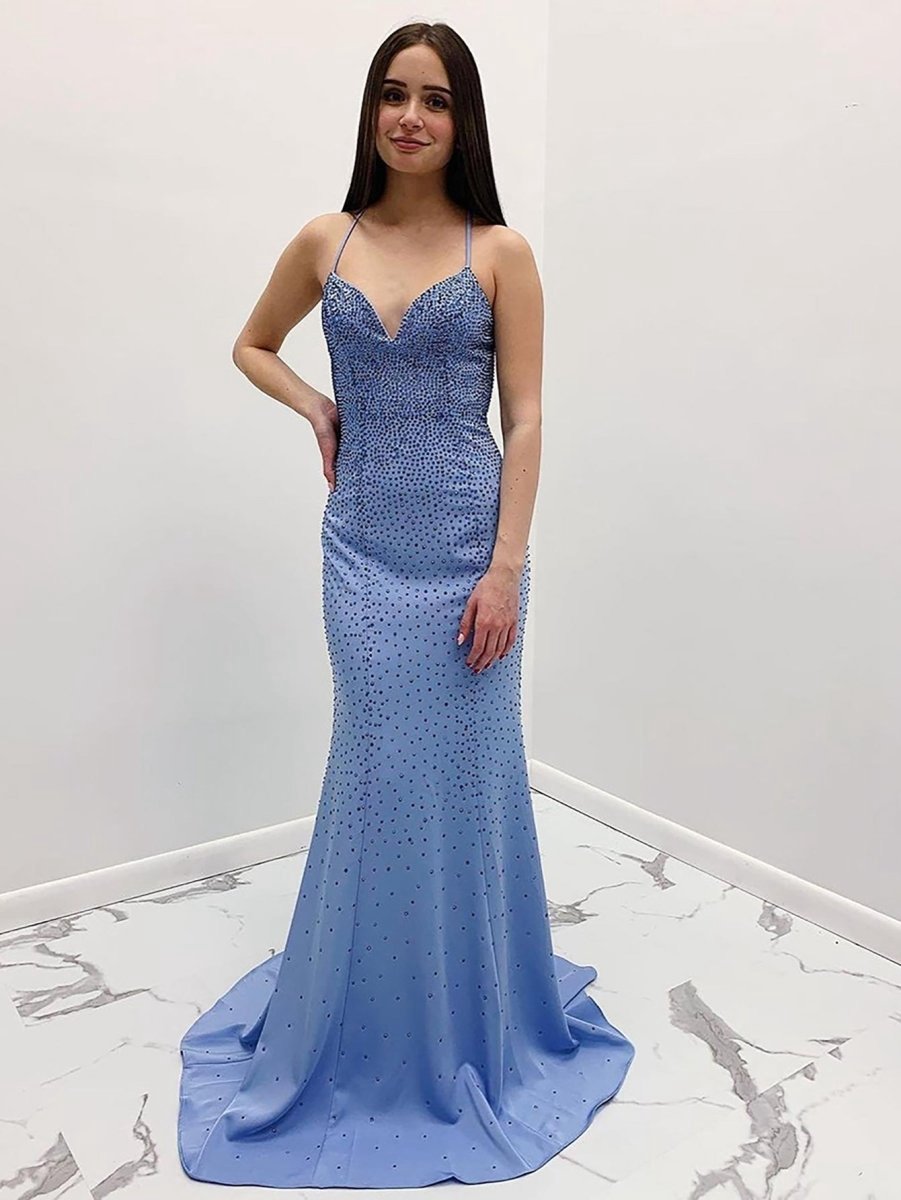 Mermaid V-Neck Long Prom Dresses