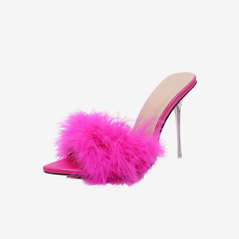 Hot Feathers Pointed Toe Stiletto Sandals