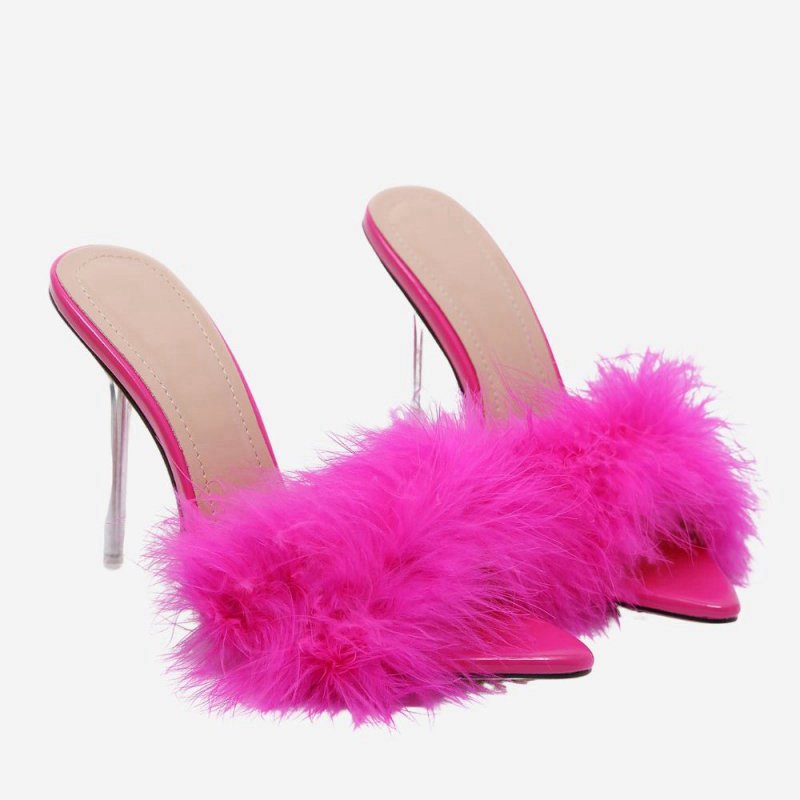 Hot Feathers Pointed Toe Stiletto Sandals