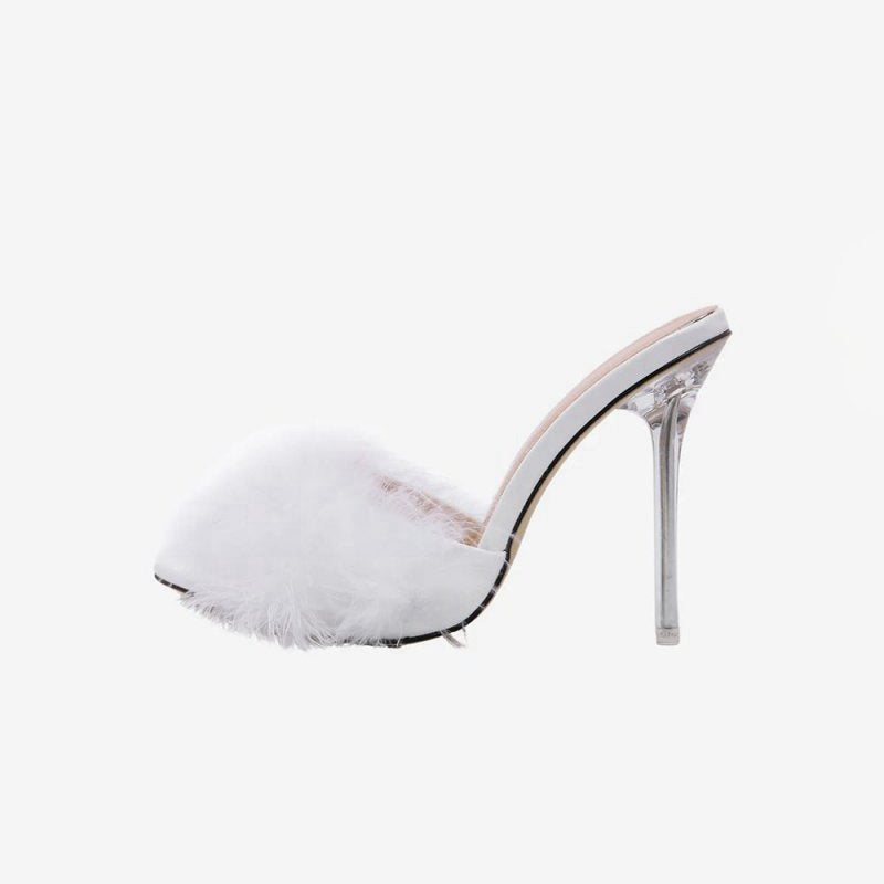 Hot Feathers Pointed Toe Stiletto Sandals