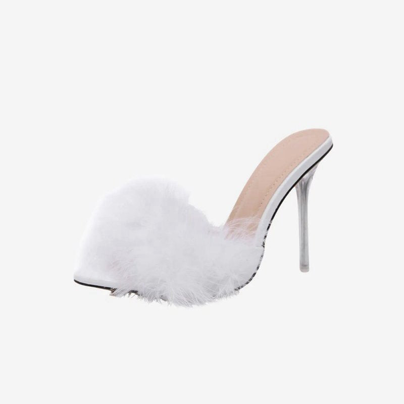 Hot Feathers Pointed Toe Stiletto Sandals