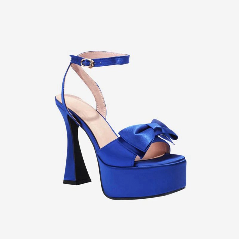 Chunky Hot High Heel Sandals with Bow