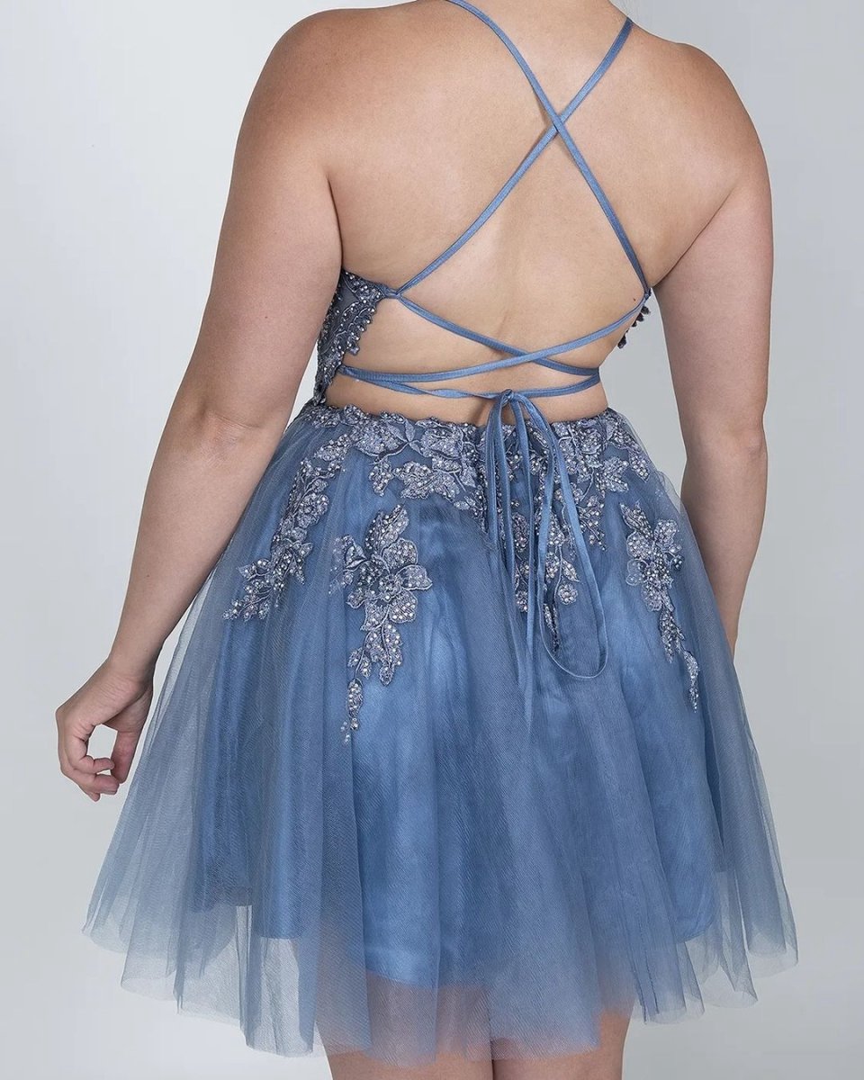 A-line Applique BlushTulle Short Homecoming Dresses