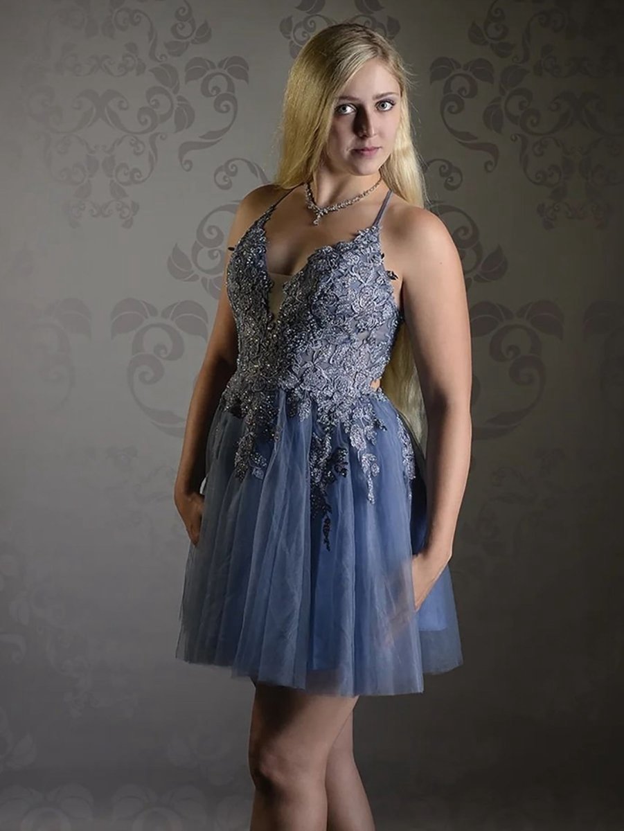 A-line Applique BlushTulle Short Homecoming Dresses