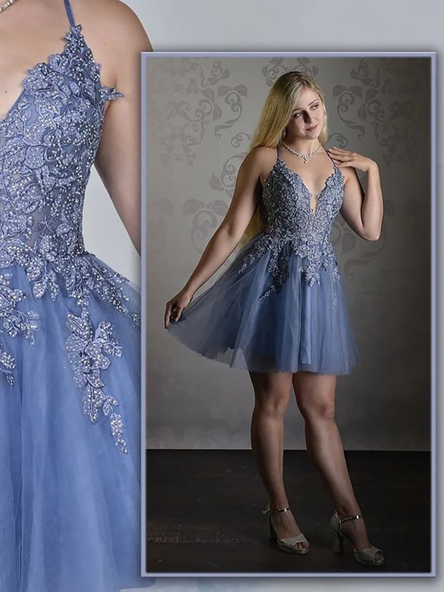 A-line Applique BlushTulle Short Homecoming Dresses