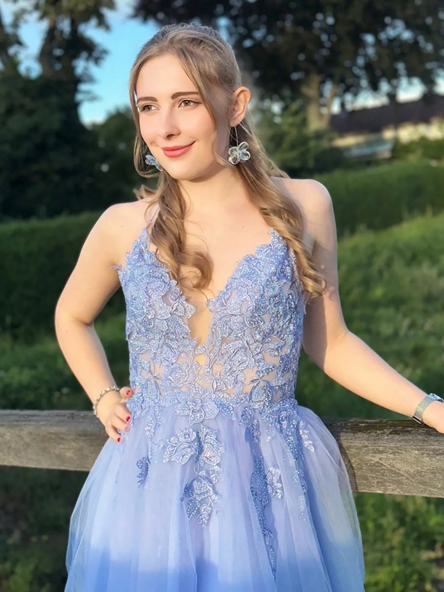 A-line Applique BlushTulle Short Homecoming Dresses