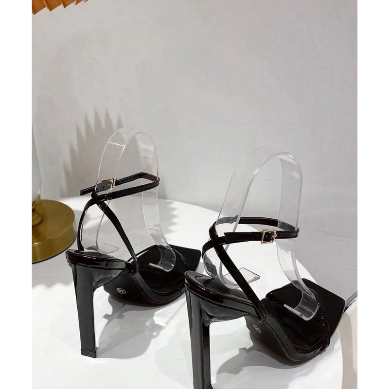 One Word with Square Head Thick High Heels