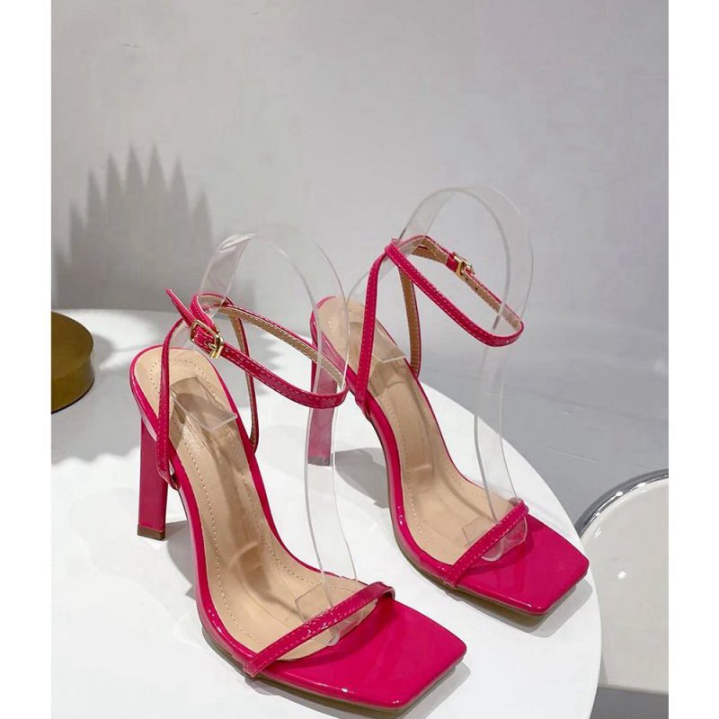 One Word with Square Head Thick High Heels