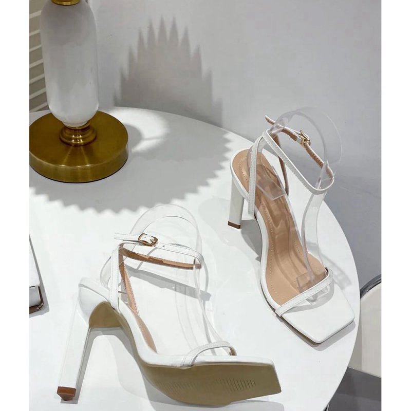 One Word with Square Head Thick High Heels