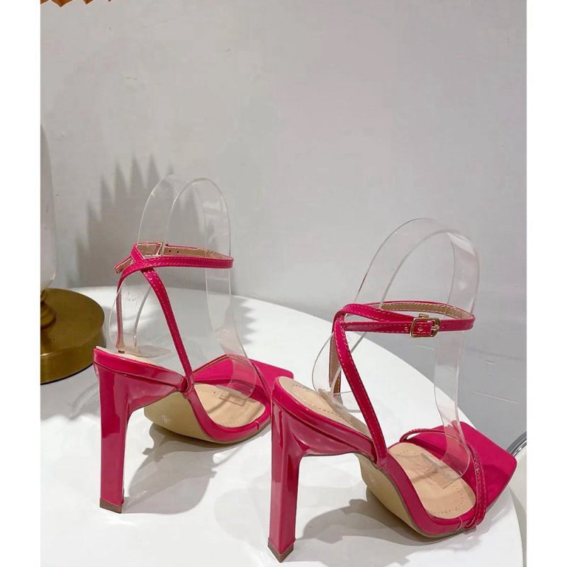 One Word with Square Head Thick High Heels