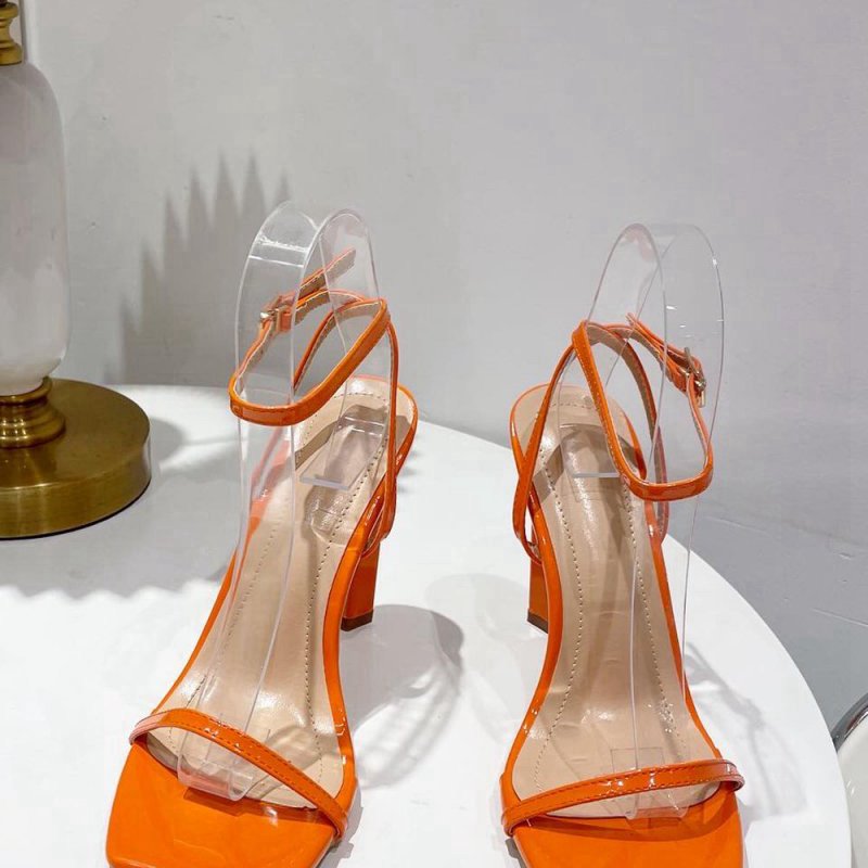 One Word Square Head Thick High Heels