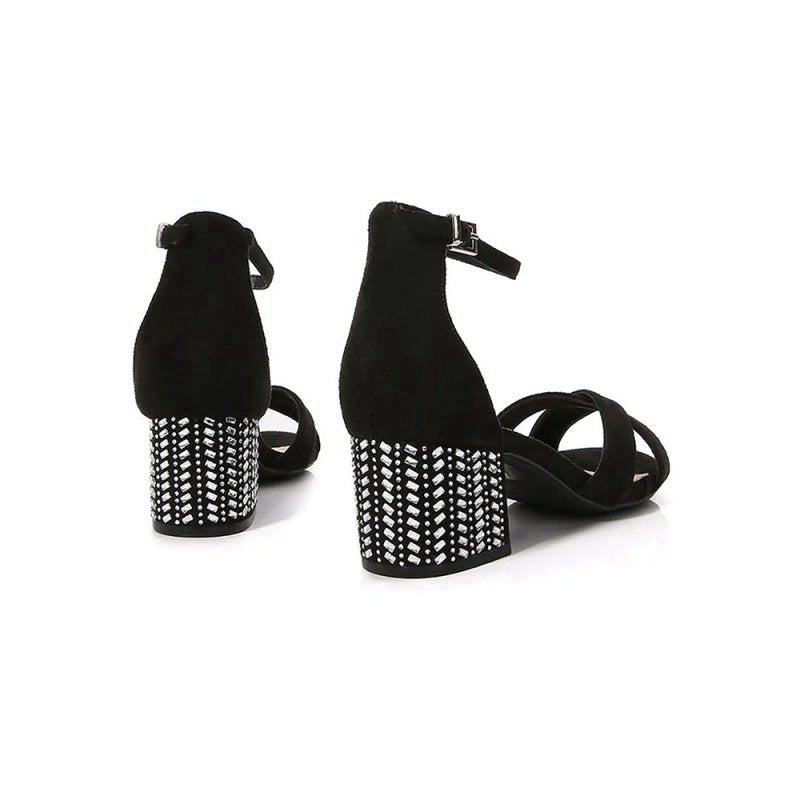 Cross Ankle Strappy Chunky Heel Sandal