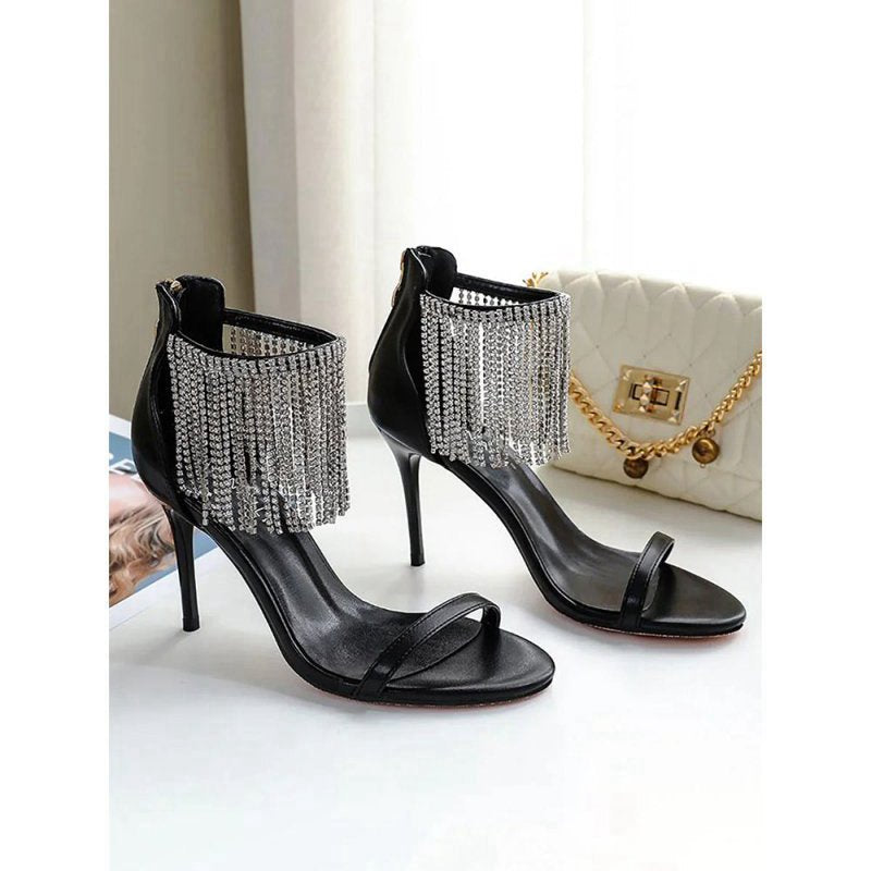 Rhinestone Thick High Heels
