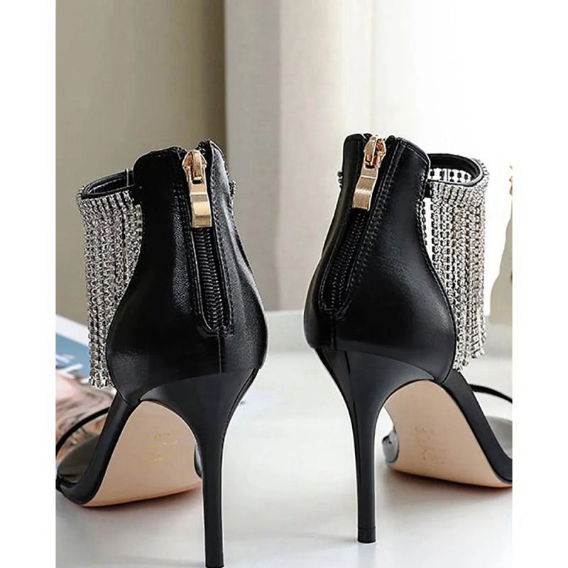 Rhinestone Thick High Heels