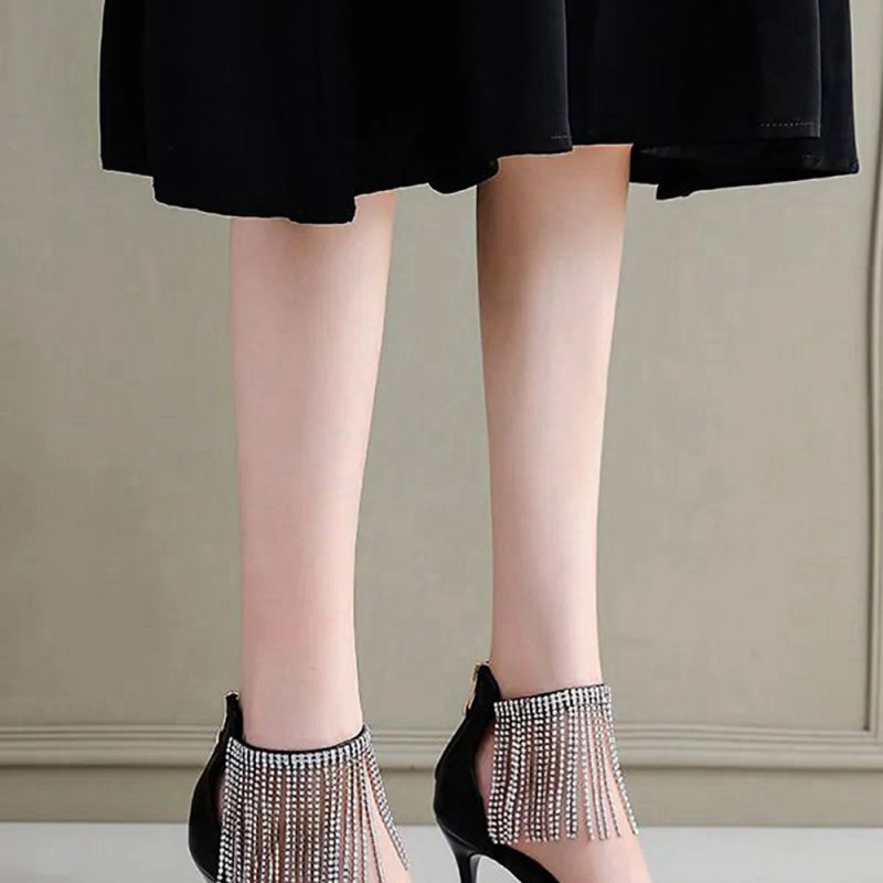 Rhinestone Thick High Heels