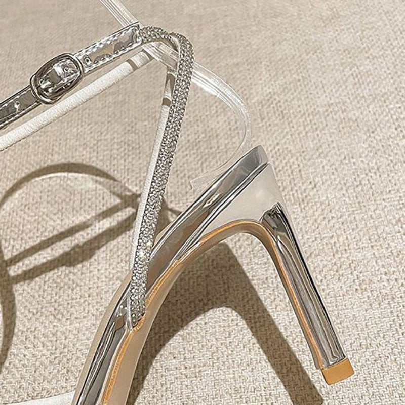 Rhinestone Open Toe Pump Heel Sandal