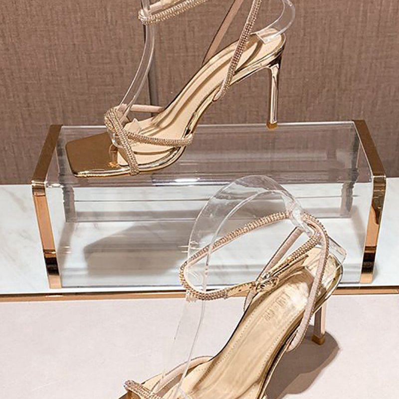 Rhinestone Open Toe Pump Heel Sandal