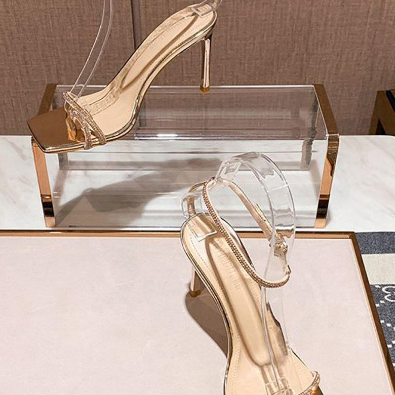 Rhinestone Open Toe Pump Heel Sandal