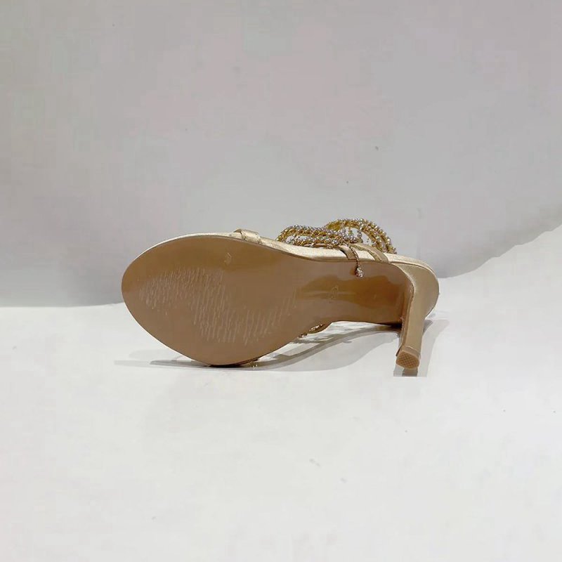 Sparkly Strappy High Heeled Sandals With Tassel