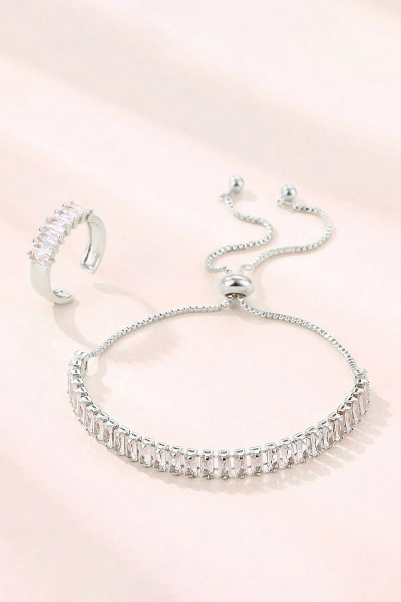 Colorful Rhinestone Bracelet Earring Party Set