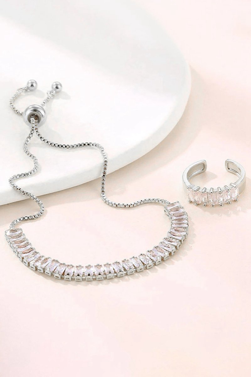 Colorful Rhinestone Bracelet Earring Party Set