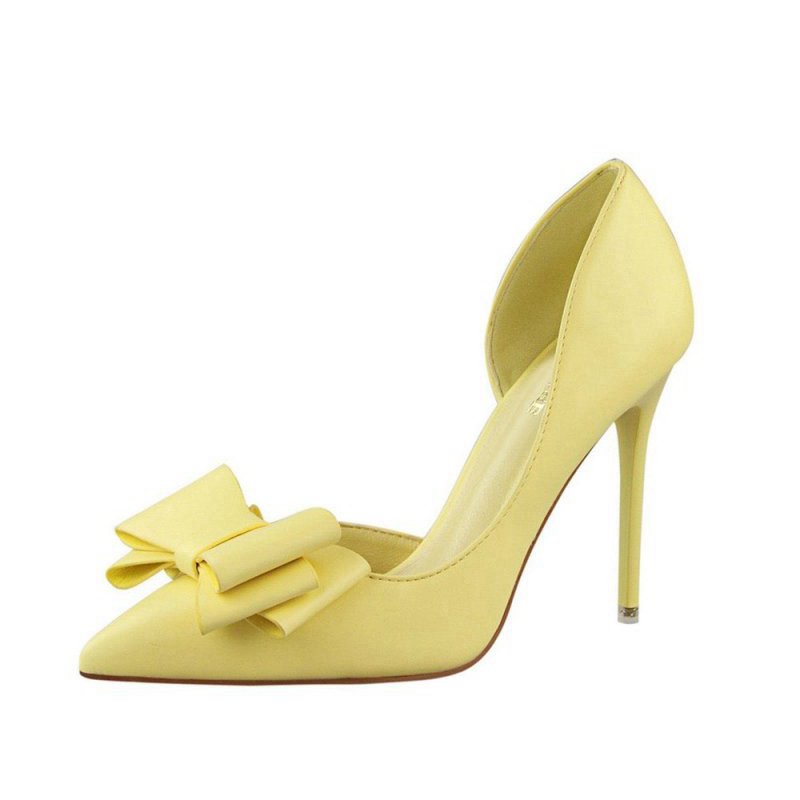 Sweet Bow Pointed Side Hollow High Heels
