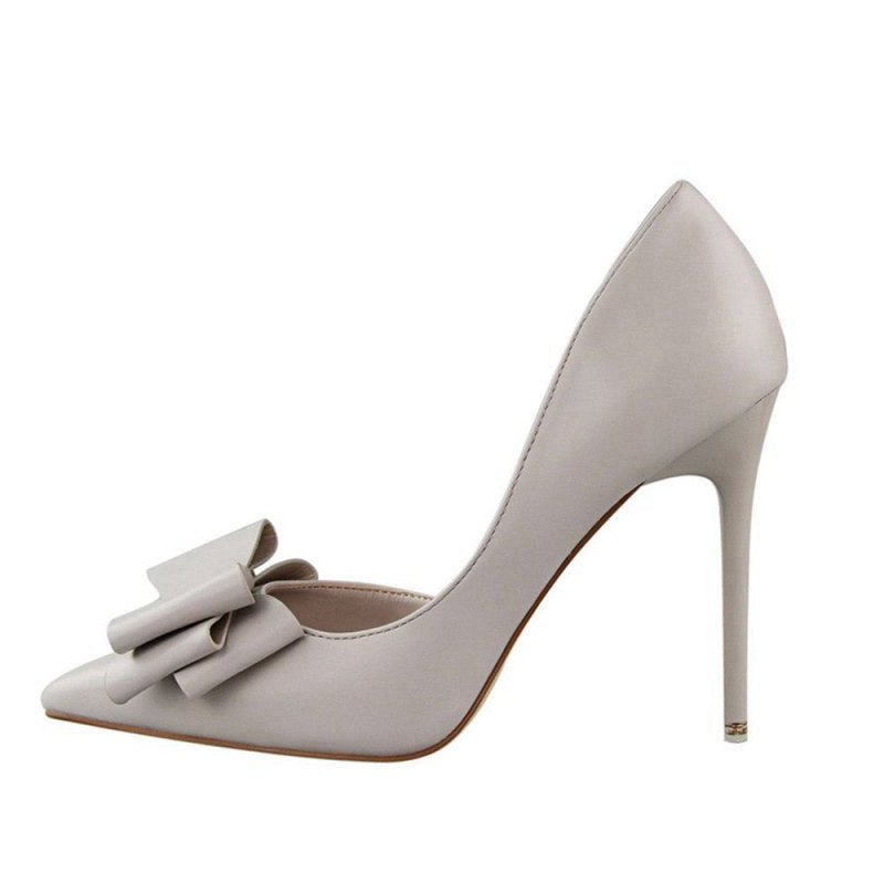 Sweet Bow Pointed Side Hollow High Heels