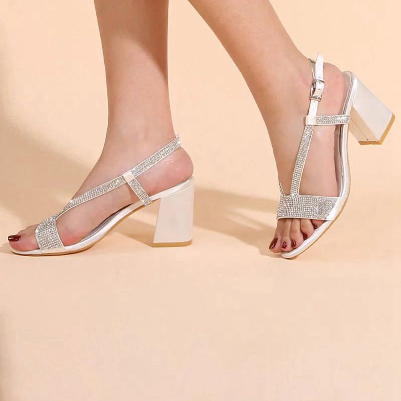 Rhineshones Open Toe Block Heel Sandal