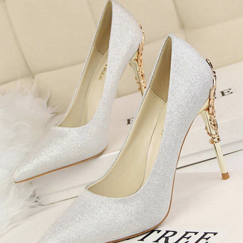 Shallow Metal Stiletto Heels