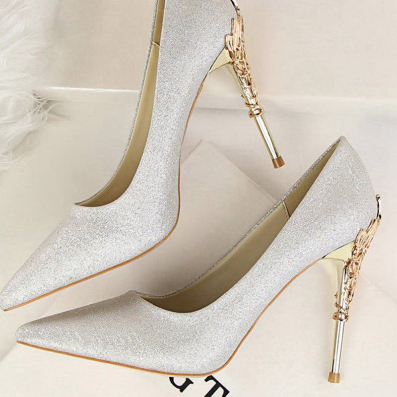 Shallow Metal Stiletto Heels