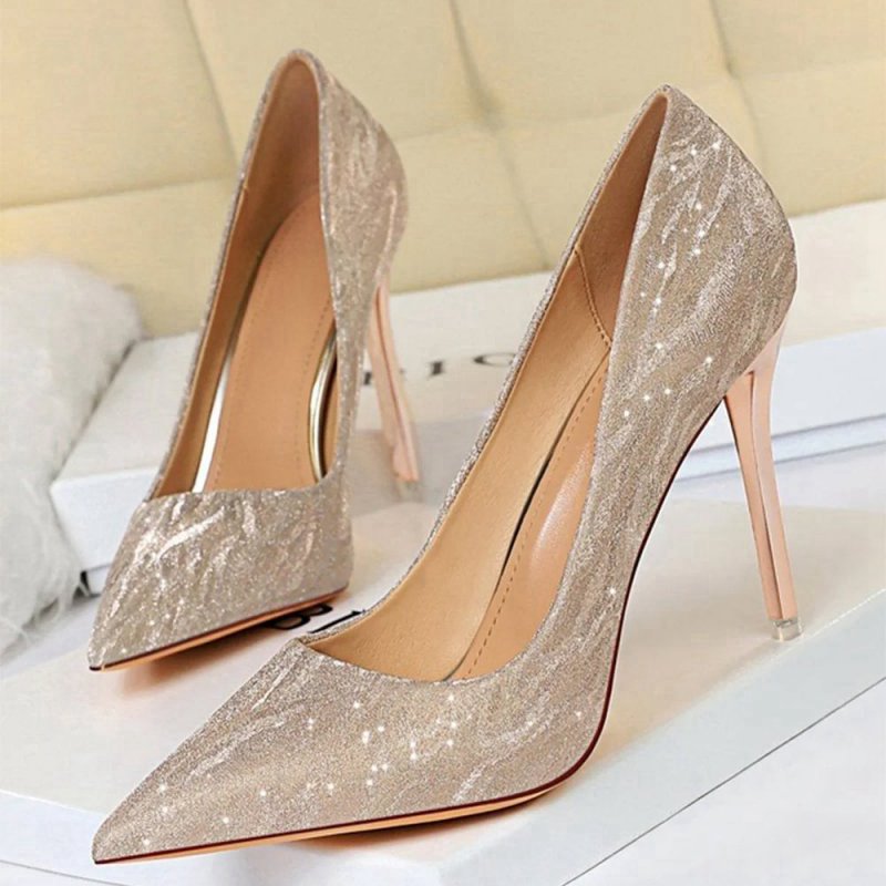 Shallow Toe Sequined Stiletto High Heels